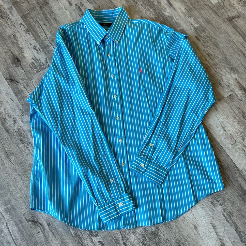 Ralph Lauren Button Down Shirt Performance, Stripe XXL